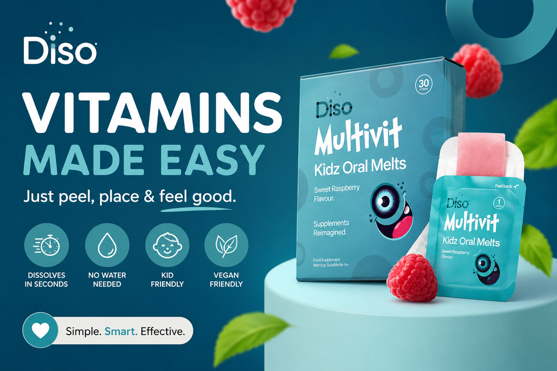 Diso Kids Multivitamin with text saying "Vitamins made easy"