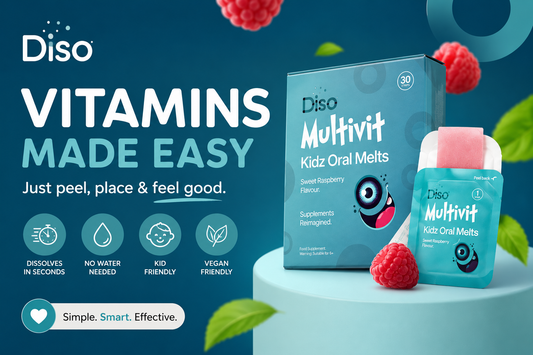 Diso Kids Multivitamin with text saying "Vitamins made easy"