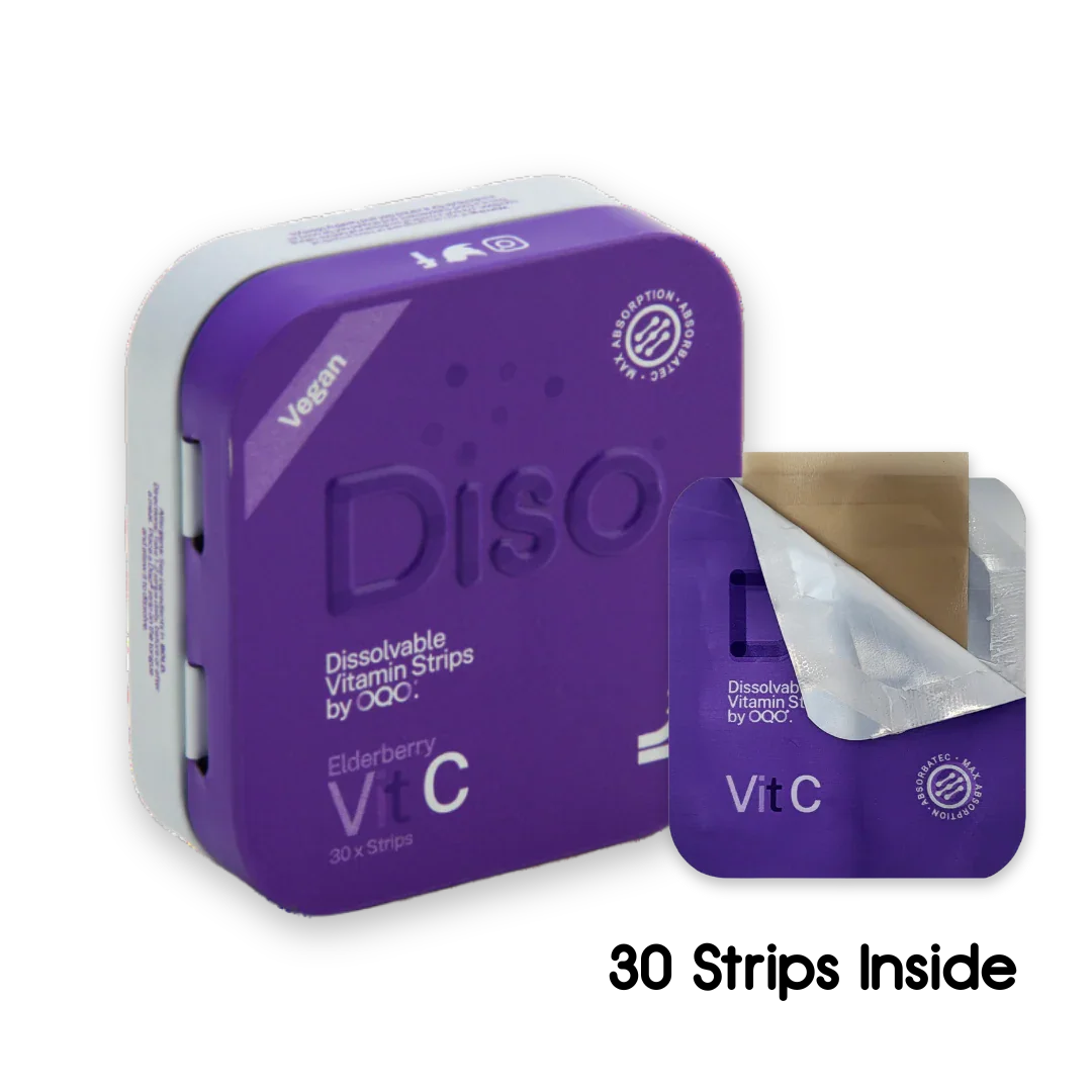 Purple vitamin strip packaging with Diso Vit C with single vitamin strip