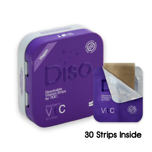 Purple vitamin strip packaging with Diso Vit C with single vitamin strip